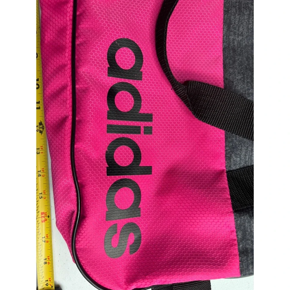 Adidas Duffel Bag Pink Grey Heathered Gym Travel Shoulder Bag Large Logo